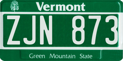 VT license plate ZJN873