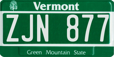 VT license plate ZJN877