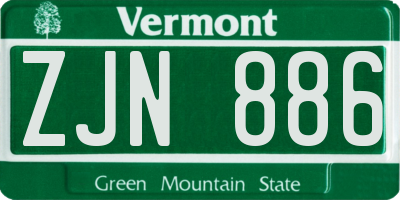 VT license plate ZJN886