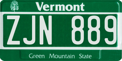 VT license plate ZJN889