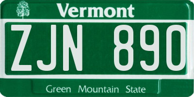 VT license plate ZJN890