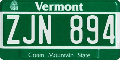 VT license plate ZJN894