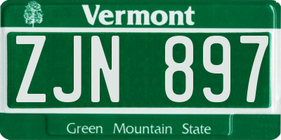 VT license plate ZJN897