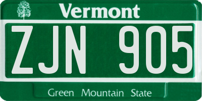 VT license plate ZJN905