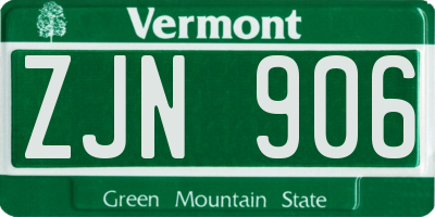 VT license plate ZJN906