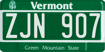 VT license plate ZJN907