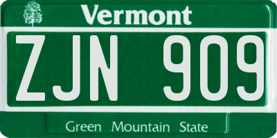 VT license plate ZJN909