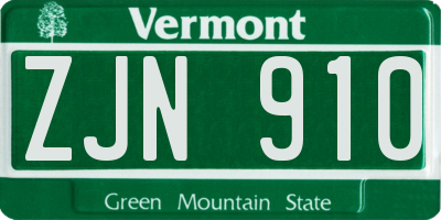 VT license plate ZJN910