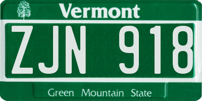 VT license plate ZJN918