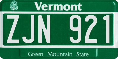 VT license plate ZJN921