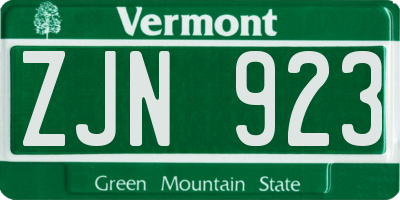 VT license plate ZJN923