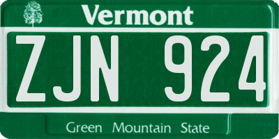 VT license plate ZJN924