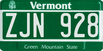 VT license plate ZJN928