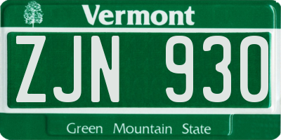 VT license plate ZJN930