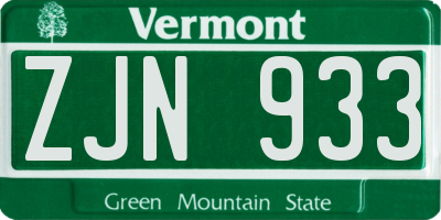 VT license plate ZJN933