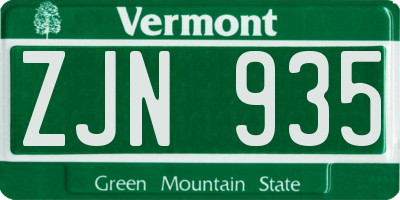 VT license plate ZJN935