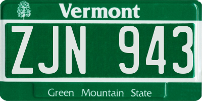 VT license plate ZJN943