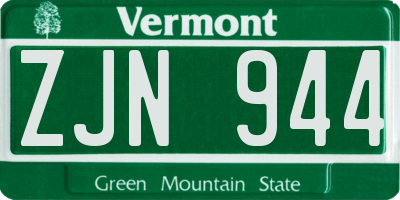 VT license plate ZJN944