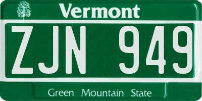 VT license plate ZJN949