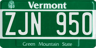 VT license plate ZJN950