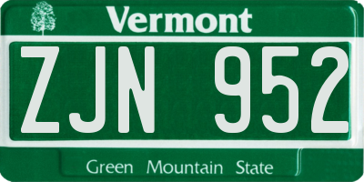 VT license plate ZJN952