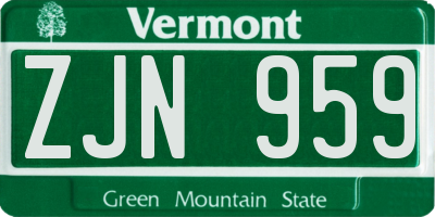 VT license plate ZJN959