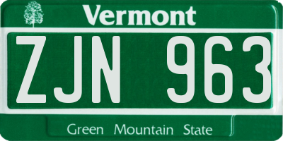 VT license plate ZJN963