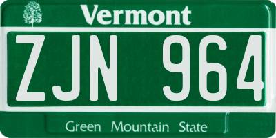 VT license plate ZJN964