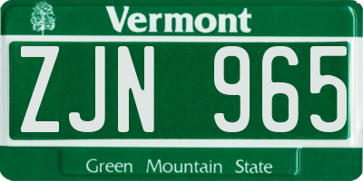 VT license plate ZJN965