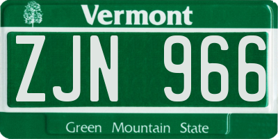 VT license plate ZJN966