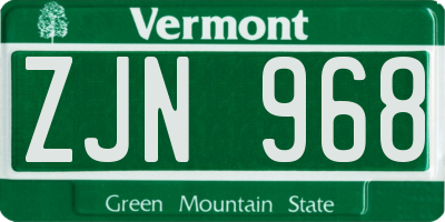 VT license plate ZJN968