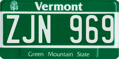 VT license plate ZJN969