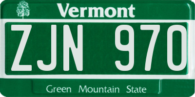 VT license plate ZJN970