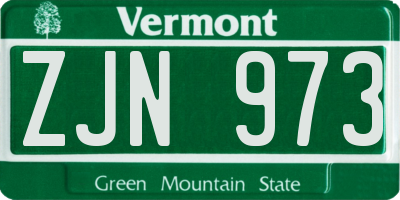 VT license plate ZJN973