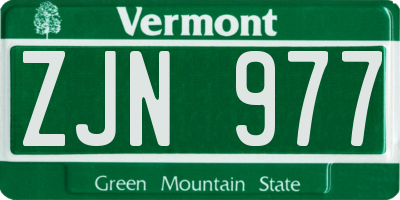 VT license plate ZJN977