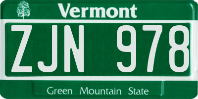 VT license plate ZJN978