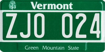 VT license plate ZJO024