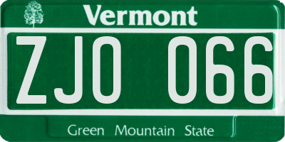 VT license plate ZJO066