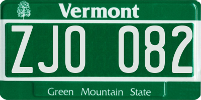 VT license plate ZJO082