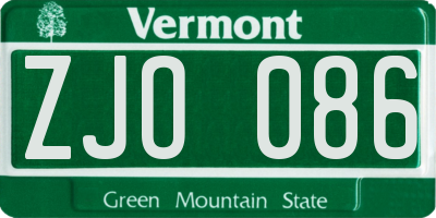 VT license plate ZJO086