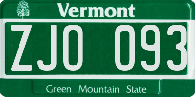 VT license plate ZJO093