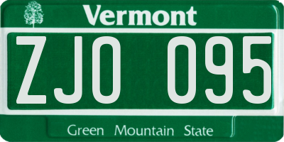 VT license plate ZJO095