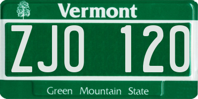 VT license plate ZJO120