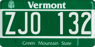 VT license plate ZJO132