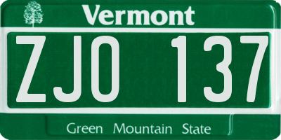 VT license plate ZJO137