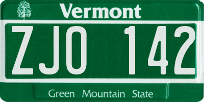 VT license plate ZJO142