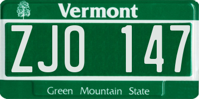 VT license plate ZJO147