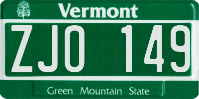 VT license plate ZJO149