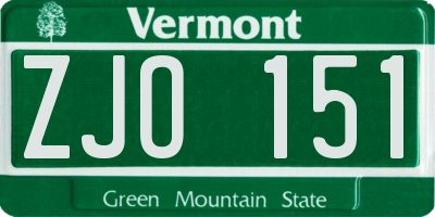 VT license plate ZJO151