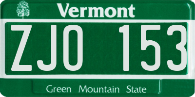 VT license plate ZJO153